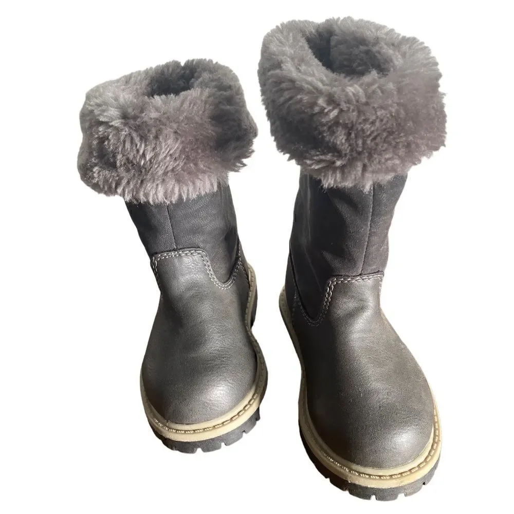 Carter’s Hannah Gray Leather Toddler Boots Size 5